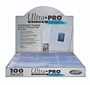 100 Ultra PRO 9-Pocket Silver Binder Pages Sleeves Standard Card MTG Pokemon AFL - Picture 1 of 5