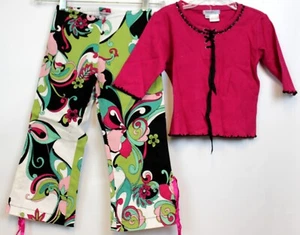 Haven Girl 2pc Outfit Retro 70s Inspired Lace up Pants Black Beaded Shirt sz 6 - Picture 1 of 12
