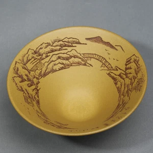 100ML 4" Chinese Yixing Zisha Pottery Gold Section Clay Hat Tea Cup Bowl - Picture 1 of 5