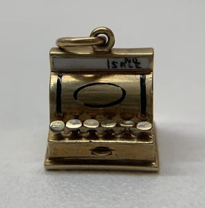 Vintage 14K Gold Registrierkasse Charm Anhänger Sloan & Co - Bild 1 von 7