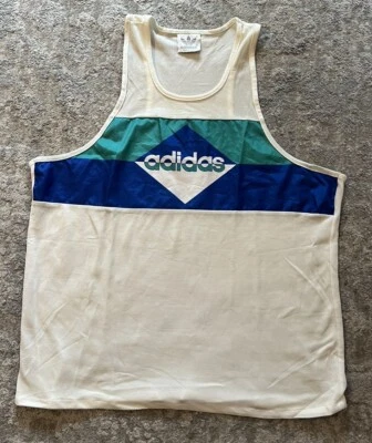 Camiseta sin mangas Adidas vintage - Años 80 - Polipropileno ligero/poliéster - Hecha en EE. UU. - Grande Foto 1 de 4