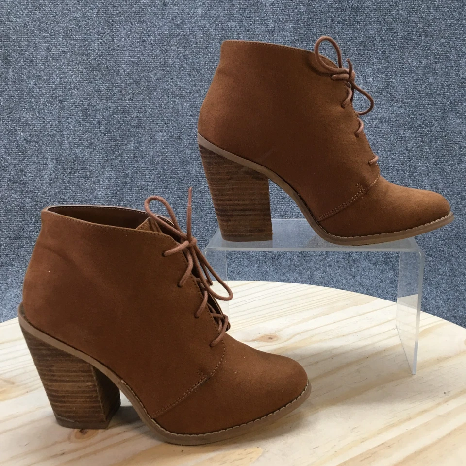 Call It Spring Boots Womens 6 Lace Up Heels Ankle Bootie Brown Faux Leather - Image 1 of 4