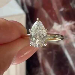 3.00Ct Pear Cut IGI Certified Lab Grown Diamond Engagement Ring 14K Yellow Gold - Picture 1 of 8