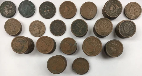 1818-1855 LARGE CENT AVERAGE CIRCULATED - VF/XF LOT OF # 114 PCS. BIN FREE SHIPP Cover