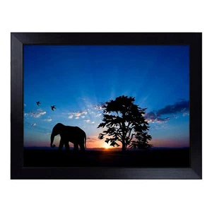 Elephant And Birds Evening Sunset Lap Tray Cushioned Bean Bag Padded Dinner Desk - Picture 1 of 4