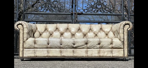 Vintage Tufted Leather Chesterfield Sofa Cover