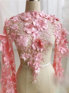 1 Yard Lace Trim 3D Flower Embroidered Beaded Applique Ribbon DIY Sewing Fabric - Picture 1 of 15