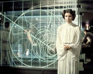 Carrie Fisher as Princess Leia standing by chart Star Wars 24x30 inch poster - Picture 1 of 1