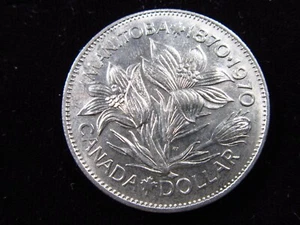 Canada 1 Dollar 1970 Manitoba 100 Anni. 1870 Prairie Crocus Coin h5470 - Picture 1 of 2