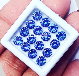 Lote de 18 piezas de piedras preciosas sueltas de 5,00 mm de zafiro azul natural forma redonda certificado - Imagen 1 de 13