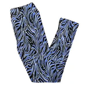 OS LuLaRoe Leggings ~ blau & schwarz Muster ~ Größen 2-10, EINHEITSGRÖSSE - Bild 1 von 3