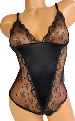 Vtg JCPenny teddy shiny soft sexy sheer lace 100% nylon lingerie USA   Sz S - Image 1 of 4