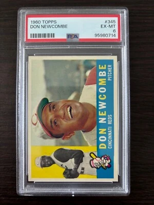 1960 Topps Baseball #345 Don Newcombe PSA 6 como nuevo recién regresado de PSA Foto 1 de 2