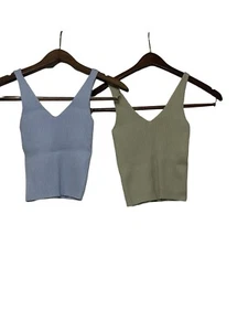Set of 2 Knit Crop Top Sweater Knit Tank Size Small Festival Fairycore Boho - Picture 1 of 11
