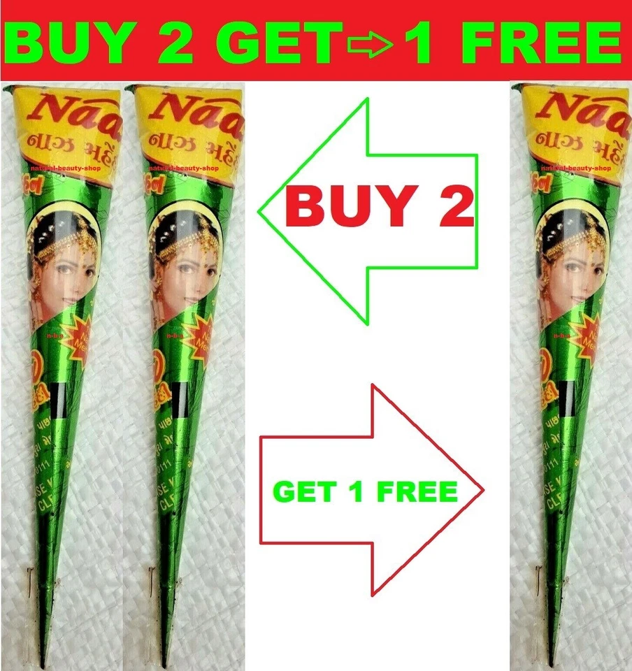 NAAZ ORIGINAL Dark Brown NAAZ Natural Henna Bridal Mehndi cone Temporary Henna Halal Cone