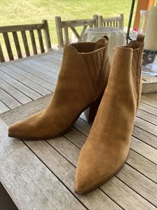 Marc Fisher Roughout Suede Cowboy/Western Heeled Snip Toe Ankle Boot Size 12 - Picture 1 of 14
