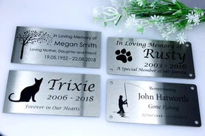 STAINLESS STEEL PET MEMORIAL FUNERAL PLAQUE URN GRAVE MARKER LASER ENGRAVED  - Bild 1 von 17