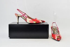 DOLCE & GABBANA Slingbacks Pink Multi Floral Print 36.5 6.5 Slip Shoes Kitten - Picture 1 of 13