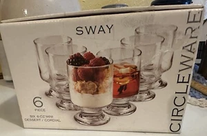 SWAY Circle Ware SET Of 6 Mini Dessert Cordials 6oz Small Dessert Glass , NIB - Picture 1 of 11