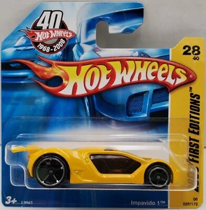 IMPAVIDO 1 Yellow 2008 Hot Wheels #28 First Editions Short Card Mattel - Picture 1 of 7