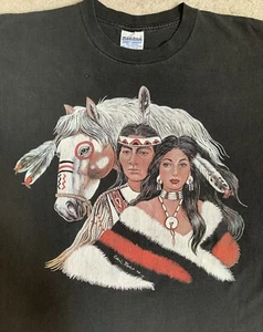 Vintage Native American T-Shirt Carol Martin 1994 Large Black Made In USA - Picture 1 of 13