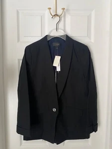 NWT J.Crew Misty blazer in black lightweight cotton/linen sz 2 - Picture 1 of 7