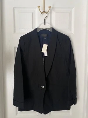 Blazer J.Crew Misty negro ligero algodón/lino talla 2 nuevo con etiquetas Foto 1 de 4