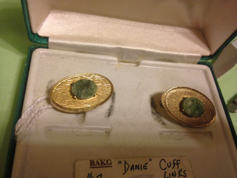 Gemelos Dante vintage con piedra única en caja Royale de época correcta, NOS J68 Foto 1 de 4