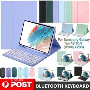For Samsung Galaxy Tab A8 10.5 X200 X205 Tablet Keyboard Flip Leather Case Cover - Picture 1 of 31