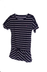 Girls NAUTICA Blue White Pink Striped Long SS Shirt Babydoll Boat Summer 10 NEW - Picture 1 of 1