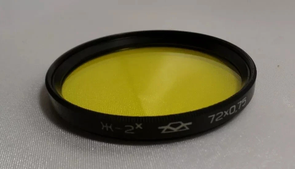 a Yellow-2x KMZ 72x0.75mm Vintage Russian Light Filter 72mm cap for Lens 1142 - Image 1 of 2