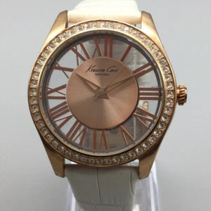 Kenneth Cole Watch Women 39mm Rose Gold Tone KC2728 White Leather New Battery - Picture 1 of 14