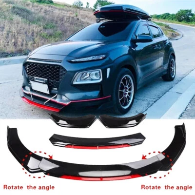 For Hyundai Kona 2018-2024 Front Bumper Lip Spoiler Splitter Body+Kit Foto 1 de 4
