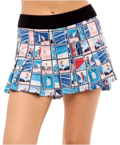 NEW Lucky In Love Poster Girl Pleated Retro Stamp Print Women’s Tennis Skirt Siz - Picture 1 of 7