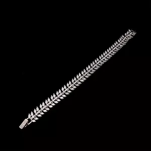 Brazalete plateado eslabón circonita cúbica redondo marquesa elegancia brillante para mujer - Imagen 1 de 7
