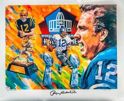 Roger Staubach & Doug West Auto 28x25 HOF Litho Artist Proof 28/50 PSA AI85390 - Image 1 of 4