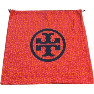 Bolsa antipolvo Tory Burch naranja rosa logotipo geométrico cordón grande 15" X 15" - Imagen 1 de 4