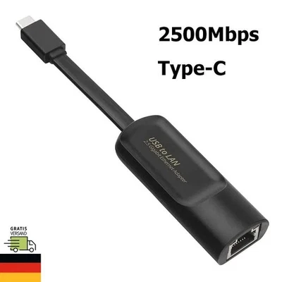 2.5G USB 3.0 Typ C auf RJ45 Ethernet Adapter LAN Netzwerkkarte 2500Mbps - Bild 1 von 4