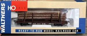 Walthers HO 932-4001 45’ Logging Flat Car con log singolo Milwaukee nuovo con scatola - Foto 1 di 3