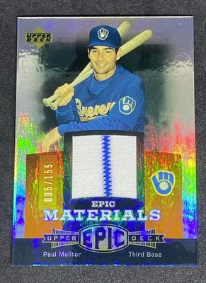 2006 Upper Deck PAUL MOLITOR EPIC MATERIALS 2 COLOR PATCH #d 5/155 Brewers - Image 1 of 2