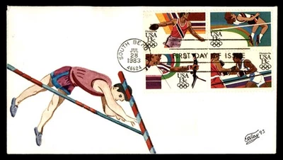 Mayfairstamps US FDC 1983 Ray Olympics Block High Jump Hand Painted First Day Co - Image 1 of 2