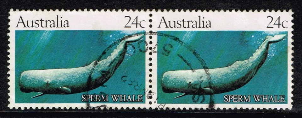 Australia: 1982 Strip of 2 x 24c. Sperm Whale FU - SG838 - Image 1 of 1
