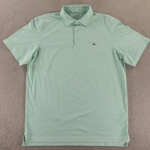 Polo Vineyard Vines uomo L verde bianca a righe performance golf balena - Foto 1 di 7
