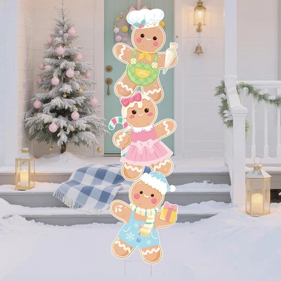 Letrero de patio Candyland de 44 pulgadas de alto decoración de pan de jengibre de Navidad con S Foto 1 de 4