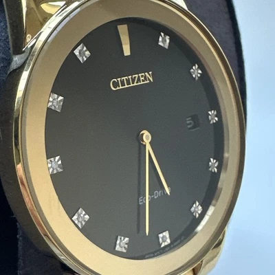 Reloj Citizen Eco-Drive Axiom para hombre con detalles de diamantes tono dorado 40 mm AU1062-56G Foto 1 de 4