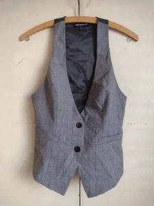 Nuevo Chaleco De Colección Express Y2K Talla 4 S Negro Gris Cuadros Academia Preppy Gótico Punk Rock  - Imagen 1 de 8