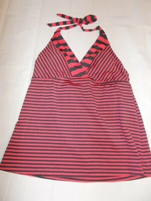 Mossimo Womens Size S Striped Halter Tankini Top Removable Soft Cup Pads - Image 1 of 3