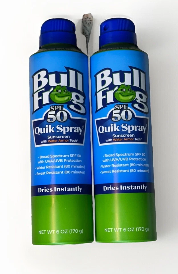 Protector solar Bull Frog Spf 50 Quik Spray con tecnología Water Armor, 6 oz, LOTE DE 2 Foto 1 de 4