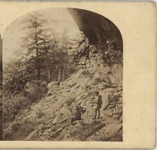 Hiker along a ladder trail in the Catskills William England Stereoview c1859