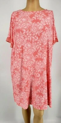 NWT Croft & Barrow Womens Nightgown S/S Knit Polyester Blend Pink/Peach  Floral - Image 1 of 3